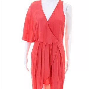 Eliatt asymmetrical coral wrap style dress
